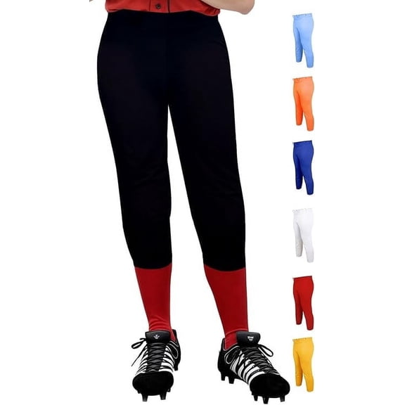 Exxact Sports Womens Softball Pants Knicker/Yoga Style Knee Length, 4-Way Stretch Low Rise Softball Pants for Women - (A2XL,Black)