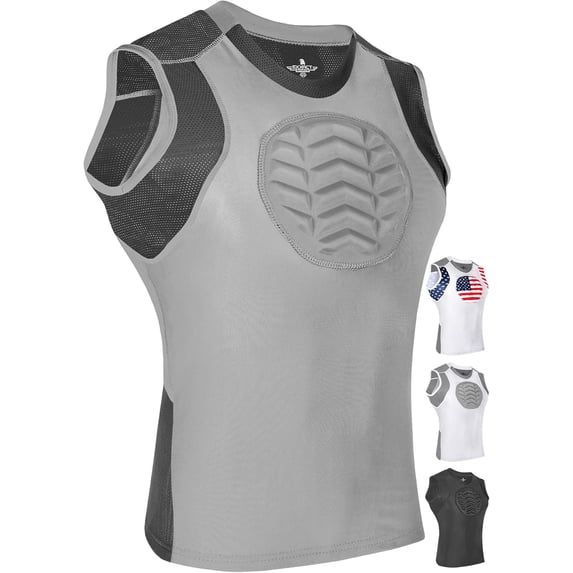 Exxact Sports Youth Baseball Chest Protector, Sternum Chest Guard, Baseball Chest Protector Youth Softball Chest Protector Girls Youth (Gray, YXL)