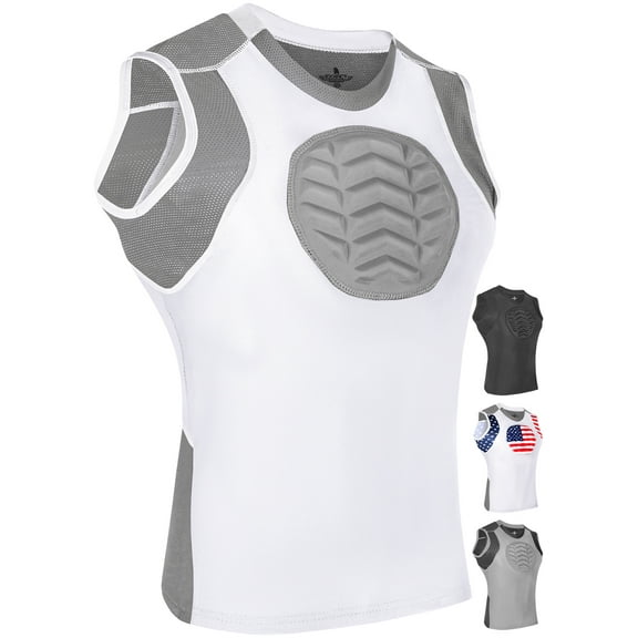 Exxact Sports Youth Baseball Chest Protector, Sternum Chest Guard, Baseball Chest Protector Youth Softball Chest Protector Girls Youth (White, YS)