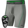 thumbnail image 1 of Exxact Sports Youth Compression Shorts with Soft Athletic Cup for Baseball Football Hockey, Boys Cup Underwear with Cup - (YXS, Gray), 1 of 7