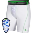 thumbnail image 1 of Exxact Sports Youth Compression Shorts with Soft Athletic Cup for Baseball Football Hockey, Boys Cup Underwear with Cup - (YXS, White), 1 of 7