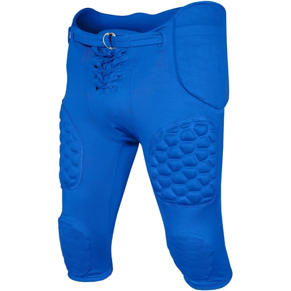 Exxact Sports Rebel Youth Football Pants with Built in Pads, Lightweight Integrated Football Practice Pants with Lace-up Fly (YXS, Royal Blue)