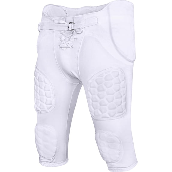 Exxact Sports Rebel Youth Football Pants with Built in Pads, Lightweight Integrated Football Practice Pants with Lace-up Fly (YXS, White)