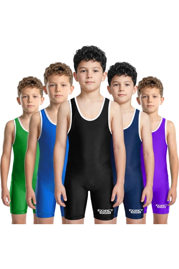 Plain Youth Wrestling Singlet For Boys, Premium Powerlifting Singlet, Kids Wrestling Singlets For Training - (Black, YM)