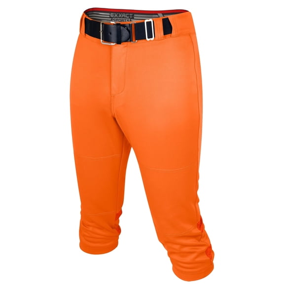 Exxact Sports Women’s Softball Pants with Zipper Fly, Elastic Bottom and Mesh Panels, Fastpitch Softball Pants for Women (Orange, Adult Medium)