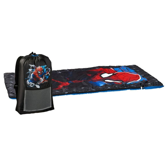 Exxel Marvel Spiderman Kids Sized Camping Set with Sleeping Bag & Backpack