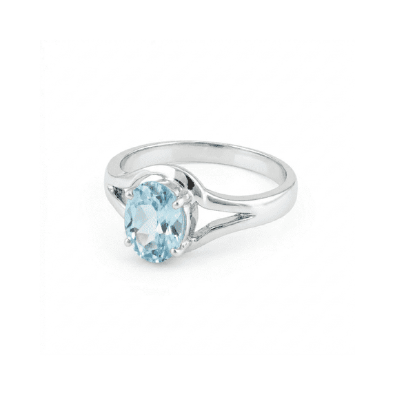 Exxotic India 925 Sterling Silver 5x7mm Oval Simulated Aquamarine ...