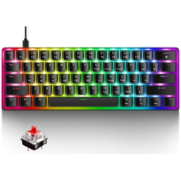 EySHp Portable 60% Mechanical RGB Gaming Keyboard, Mini 61 Keys ...