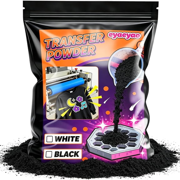 Eyaeyao 8 oz DTF Powder, Black DTF Transfer Powder & Adhesive Powder for All Fabrics - Professional Grade Transfer Powder, Works as Sublimation Powder, Essential DTF Supplies (Black, 8 oz)