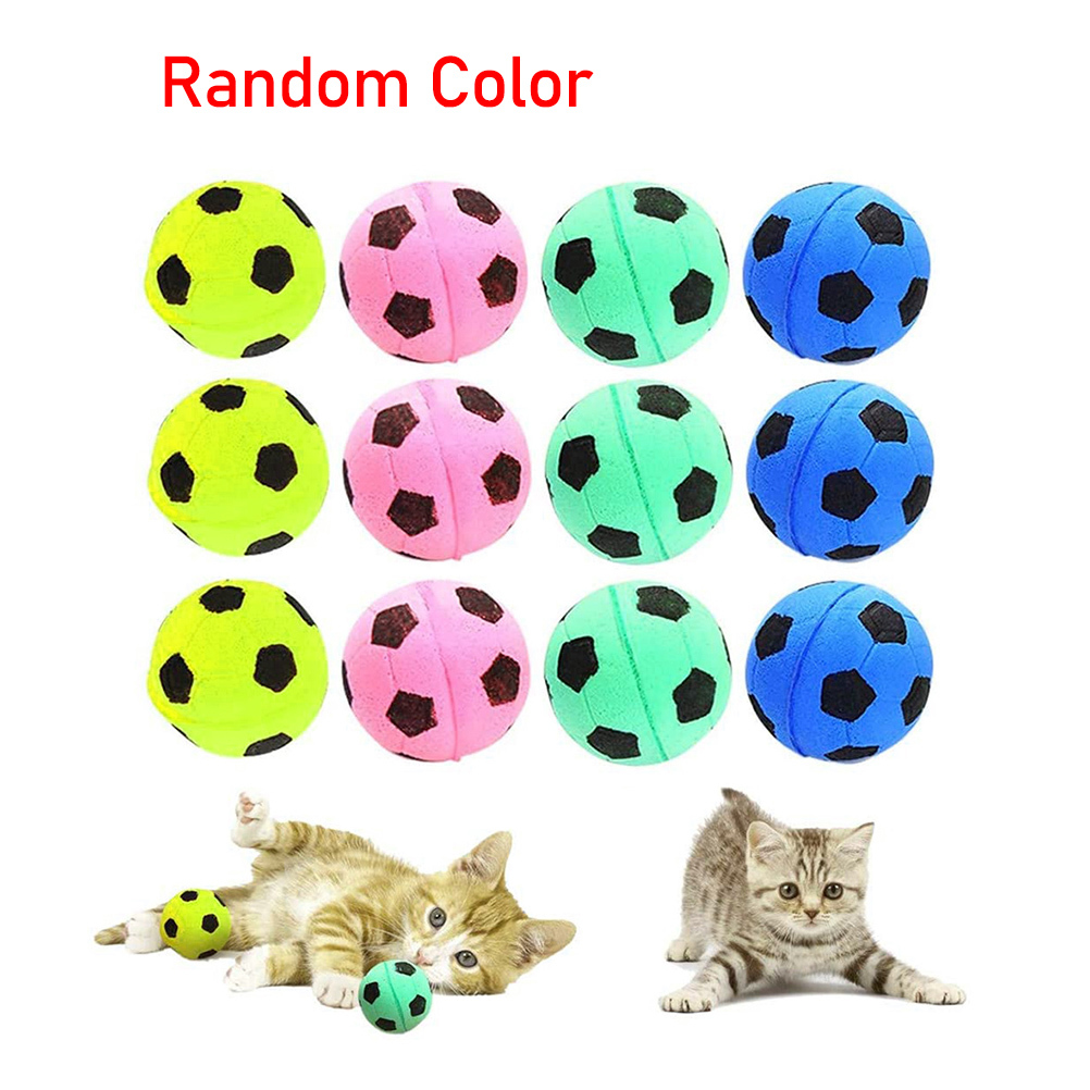 Eychin 12Pcs Foam Soccer Balls Toy for Cat Soft Foam Balls for