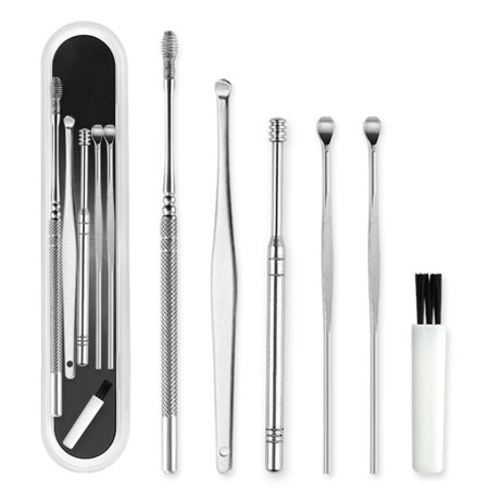 Eychin 6 Pcs Spring Earwax Cleaner Tool Set Stainless Steel Spiral Design Ear Picks Ear Cleansing Tool Set Ear Wax Removal Kit