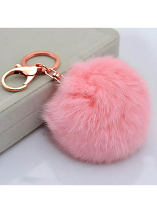 Somaler Genuine Fox Fur Pom Pom Keychain Bag Purse Charm Large Fluffy Fur Ball Keychains