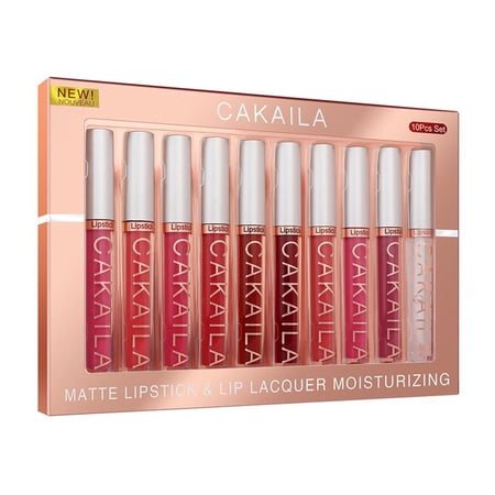 Eychin Matte Nude Lipstick Set Long-lasting Non-stick Lip Gloss Set High Pigments Not Fade Lip Glaze Kit Valentines Day Gifts for Women and Girls (10 pieces)