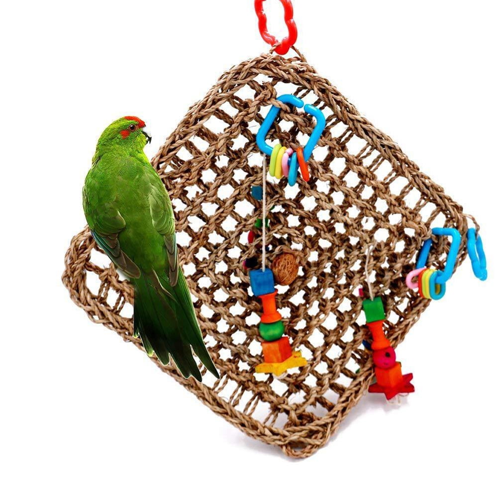 Eychin Pet Bird Parakeet Hanging Training Toy Seagrass Hemp Rope Parrot