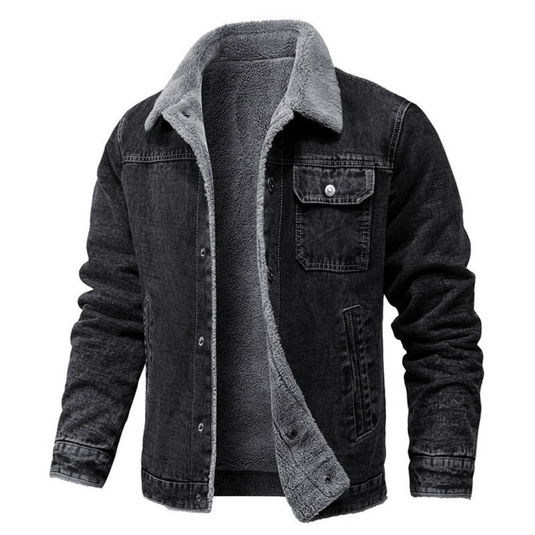 Padded denim jacket mens sales