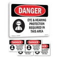 thumbnail image 1 of Eye And Hearing Protection Required OSHA Danger Aluminum Sign 14 Inch x 10 Inch - 5 Pack, 1 of 8
