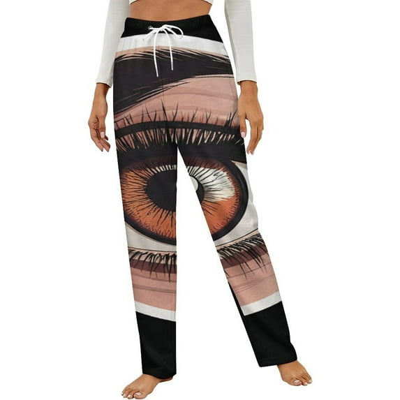 Eye Art Winter Female Pants Flannel High Waist Women Pants Lady Warm Straight Leg Plush Trousers