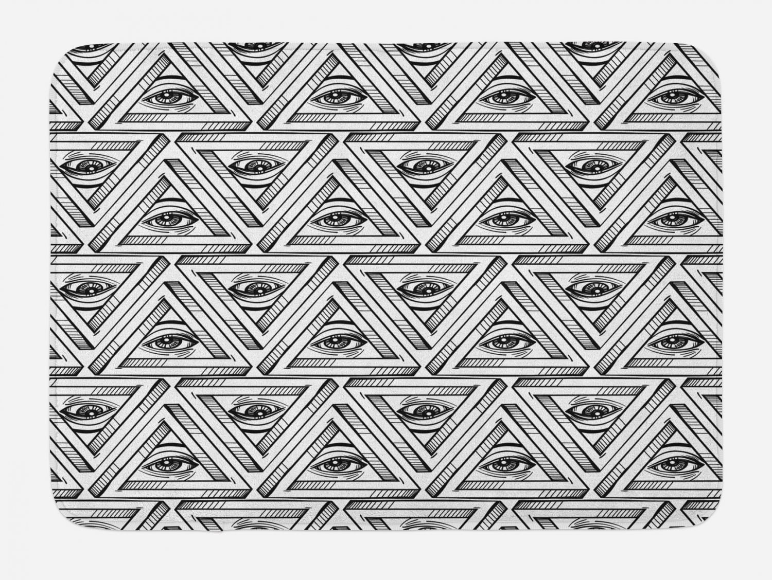 Eye Bath Mat, All Seeing Eye Pattern in Pyramidal Shapes Religion ...