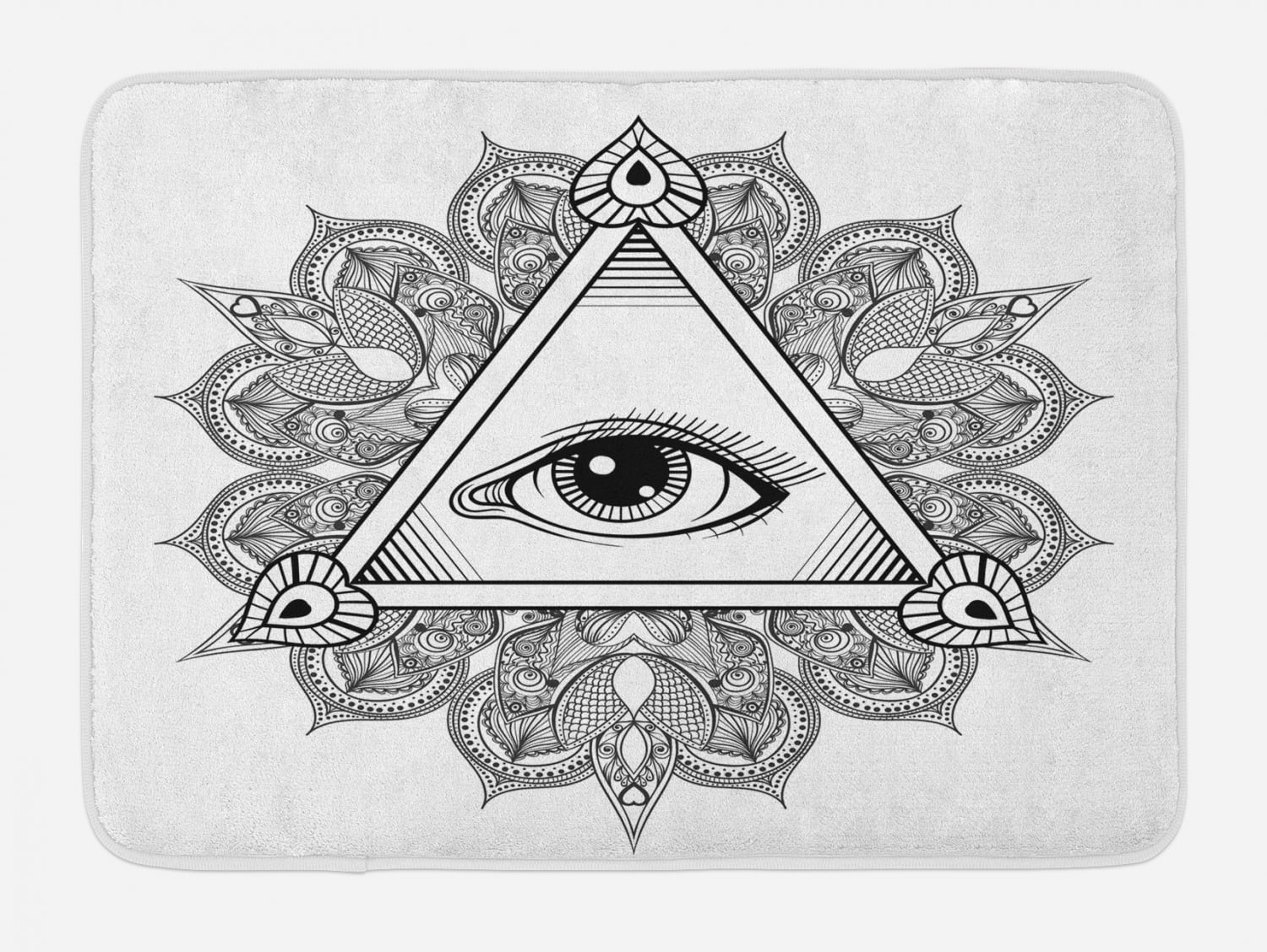 Eye Bath Mat, Vintage All Seeing Eye Tattoo Symbol with Boho Mandala ...