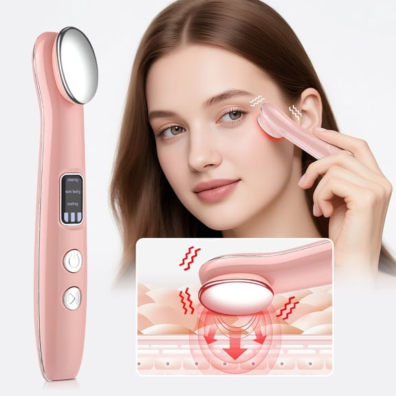 Eye Beauty Device with Vibration, Portable Eye Massager Device with 3 Modes & Adjustable Heat, Rechargeable Eye Care Tool for Eye Strain Soothe Puffiness Soothing, Pink