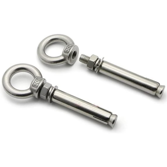 Eye Bolt Ringbolt,Expansion Bolts 2Pcs M6 M8 M10 Anti-Loose 304 Stainless Steel Sheep Eye Pull Screw Belt Expansion Screws Hanging Swing Hook Anchor Bolts (Length : 70mm, Size : M10) (Color : 90mm)