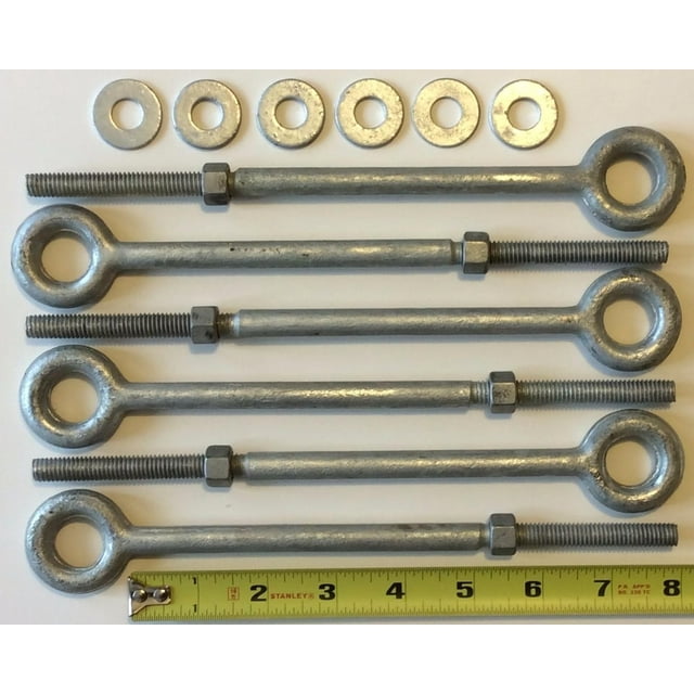 Eye Bolts (6pk) 3/8" x 8" Drop Galv Eye Bolts for Batting Cage
