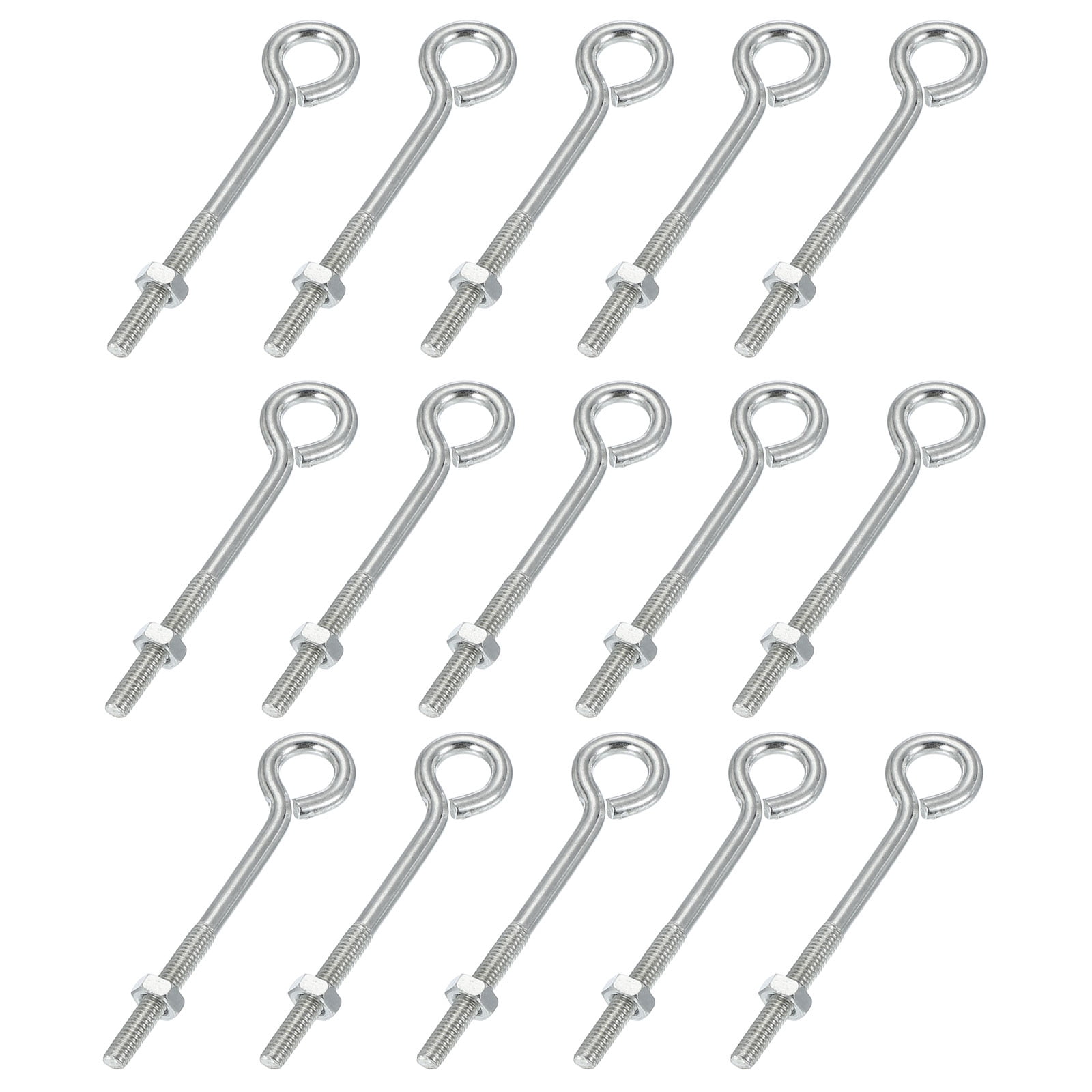 MECCANIXITY M6x60 Threaded Eye Bolts – Carbon Steel With Hex Nuts, 15-Pack For Hanging & Securing