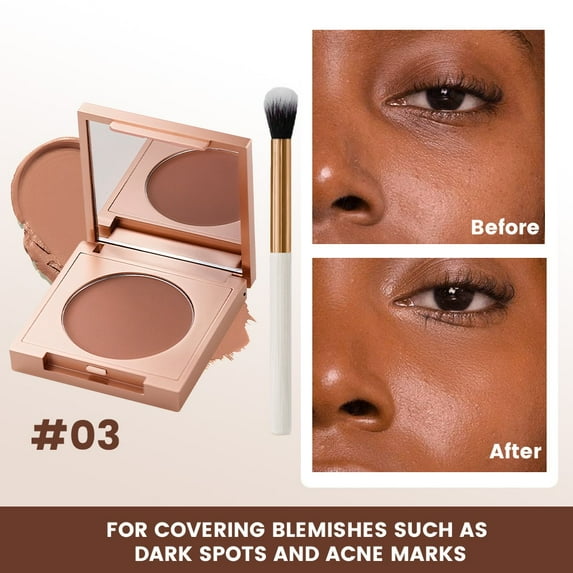 Under Eye Brightener with Brush, Colored Clay CC Undereye Corrector for Dark Circles, Conceal Brighten Hydrating Under Eye Skin, Skin Concealer Color Correcting for Women