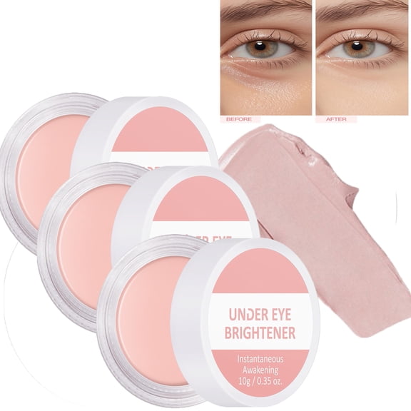 Under Eye Brightener, Color Correcting Eye Brightener,Colored Undereye Corrector Concealer Full Coverage For Dark Circles, Lightweight Cream Under Eye Concealer,3PCS