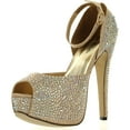 thumbnail image 1 of Eye Candie Womens Juliana-77 Shiny High Heel Fashion Sandal, Gold, 10, 1 of 4