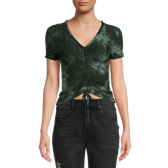 Eye Candy Junior' Honeycomb Ruched Front Tie-Dye Top