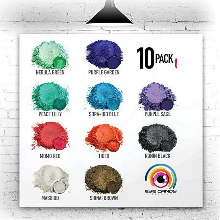 Eye Candy Mica Powder - White Pigment Powder 10-Pack Set - Colorant for Epoxy - Resin - Woodworking - Soap Molds - Candle Making - Slime - Bath Bombs
