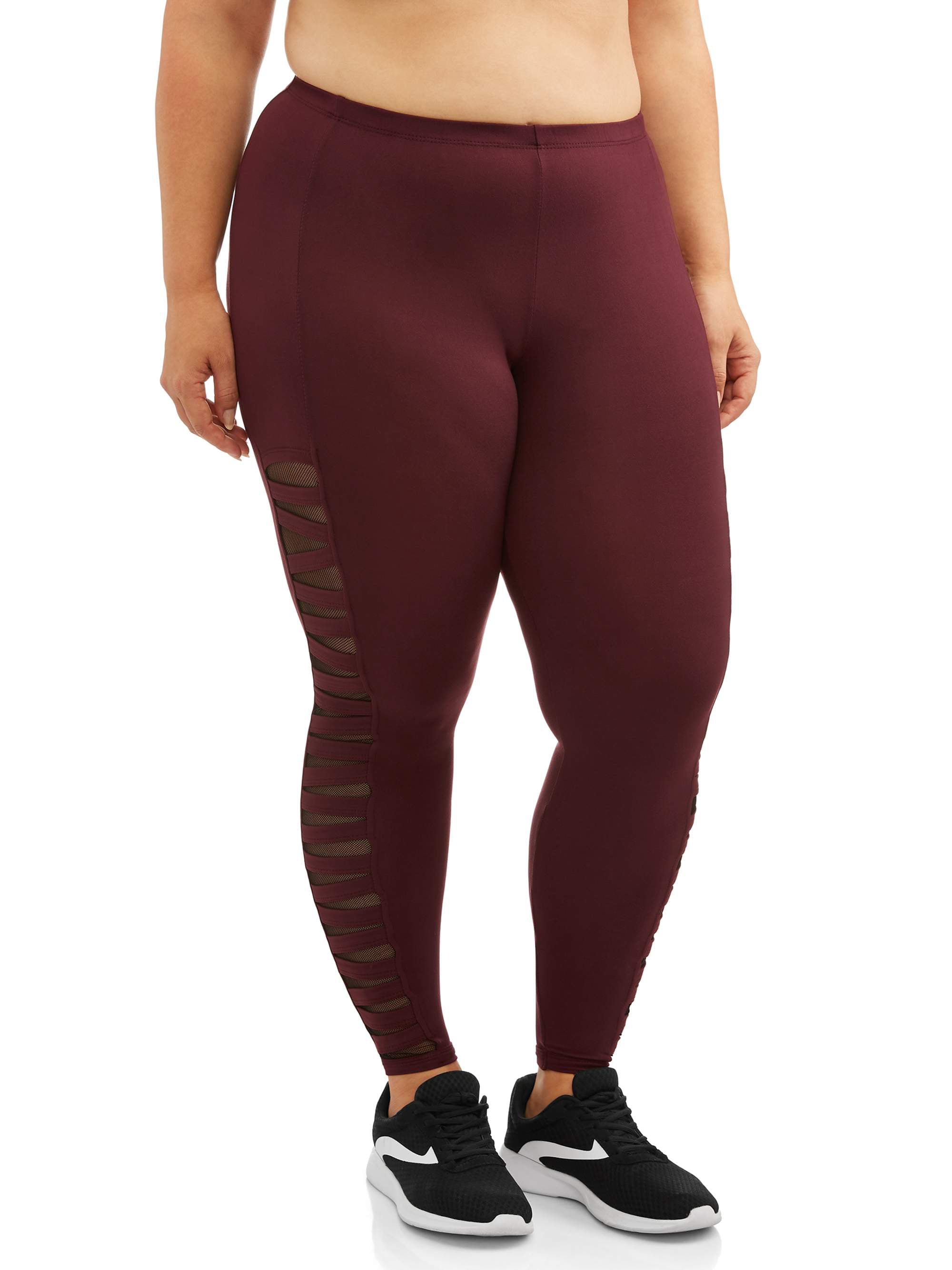 Eye Candy Women's Plus Size Active Full Length Cut Out Legging with Mesh  Inserts 