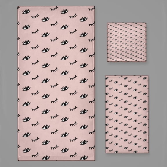 Eye Cartoon Eyelashes Bath Towel Sets For Bathroom Hand Towels Fingertip Towels 3 Piece Soft Absorbent For Bathroom Kitchen Hotel Beach