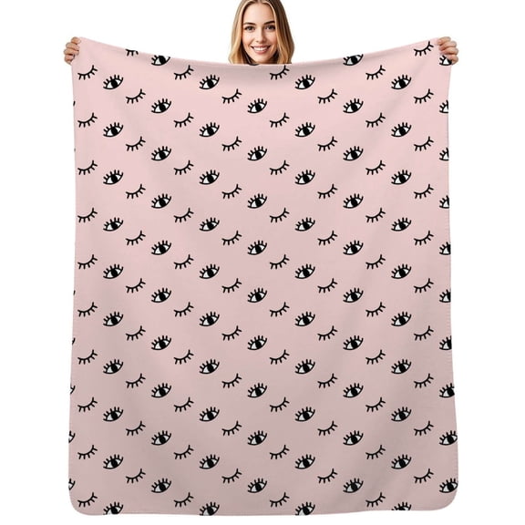 Eye Cartoon Eyelashes Soft Blanket Travel Bedding Throws Flannel Bedspread Sofa Bed Cover