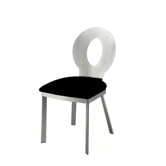 Eye-Catching Bold Sturdy Metal Frame 6pc Dining Chairs Black Microfiber Seat Contemporary Dining Room