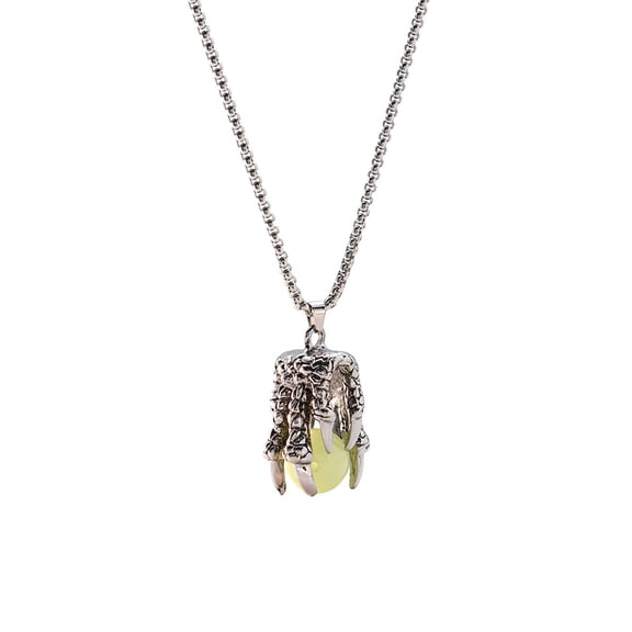 Eye Catching Collarbone Chain Dragon Claw Bead Pendant Necklace Natural Round Stones Gothic Neckchain Jewelry