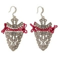 thumbnail image 1 of Eye Catching Dangle Earrings With Pink String & Crystal Accents Silver-Tone, 1 of 2