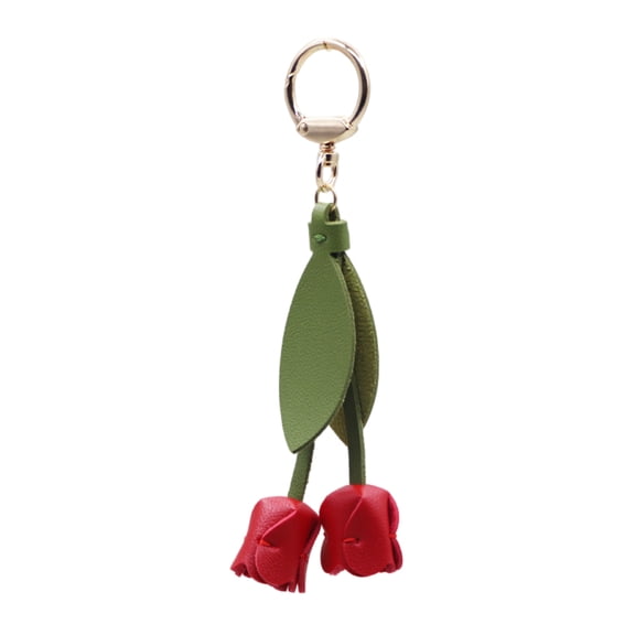 Eye Catching Floral Key Rings PU Leather Metal Charm Lightweight Decoration Elegant Floral Key Chain For Purses Gifts