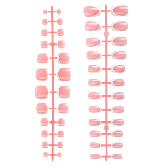 Eye Catching French Tip Fake Nails 48Pcs White Acrylic Nails Set Full Cover Nails Tips for Women and Girls