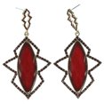 thumbnail image 1 of Eye Catching Gold-Tone Dangle Earrings Deep Red Faceted Accents, 1 of 1