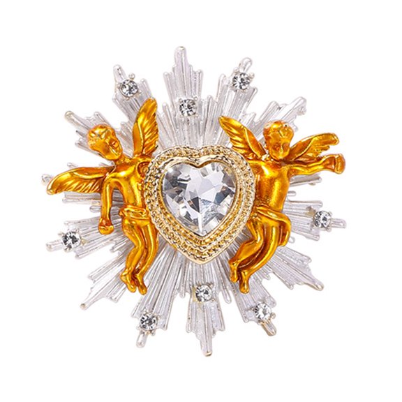 Eye Catching Heart Brooch Pin Adornment for Women Men Crafted in Kirsite with Rhinestones for Elegant Attire