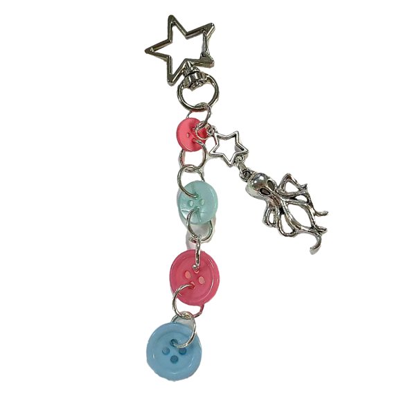 Eye Catching Jellyfish Cuttlefish Keychain Pendant Beaded Keyring Decoration Fashionable Ornament for Women and Kids