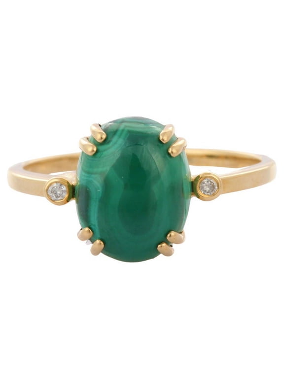 Eye-Catching Malachite and Diamond Statement Ring in 18K Gold - Stunning VR Jewels Design