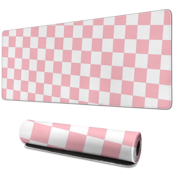 Eye-Catching Orange Retro Chess Board Desk Mat – Extra Large Gaming Mouse Pad, Non-Slip Base, Stitched Edges – Perfect for Office, Computer, Keyboard – Measures 31.5x11.8in.