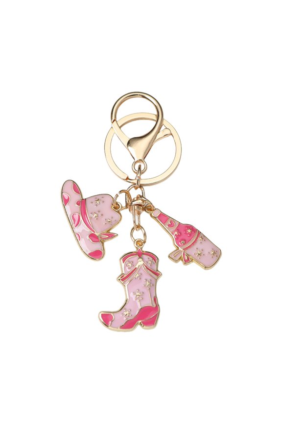 Eye Catching Western Bag Charm Metal Keychain Travel Companion Accessory