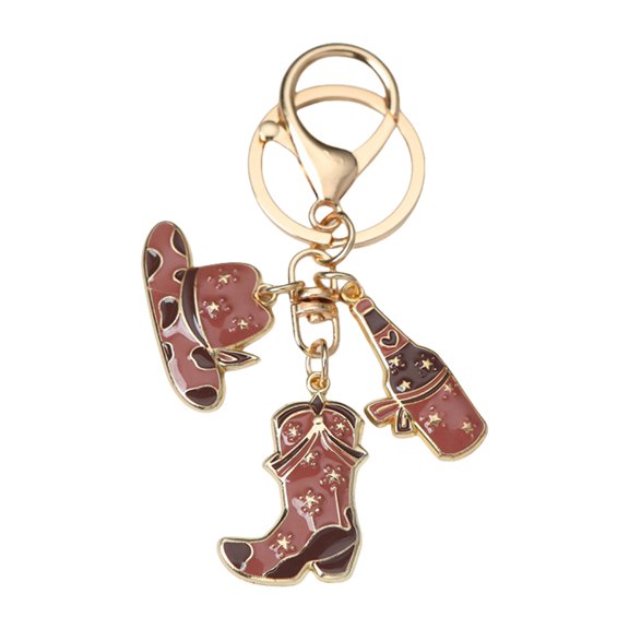Eye Catching Western Bag Charm Metal Keychain Travel Companion Accessory