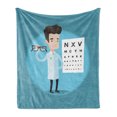 thumbnail image 1 of Eye Chart Soft Flannel Fleece Throw Blanket, Male Doctor Holding Glasses with an Eye Chart on the Background, Cozy Plush for Indoor and Outdoor Use, 50" x 70", Sea Blue and Multicolor, by Ambesonne, 1 of 5