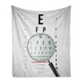thumbnail image 1 of Eye Chart Soft Flannel Fleece Throw Blanket, Modern Examining Magnifying Glass, Cozy Plush for Indoor and Outdoor Use, 70" x 90", Pale Grey Charcoal Grey, by Ambesonne, 1 of 5