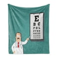 thumbnail image 1 of Eye Chart Soft Flannel Fleece Throw Blanket, Presentation of an Optician Doctor Pointing to a Snellen Post, Cozy Plush for Indoor and Outdoor Use, 50" x 70", Dark Seafoam Multicolor, by Ambesonne, 1 of 5